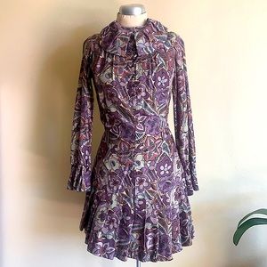 Stefanel 100% Silk flouncy ruffled shirt dress